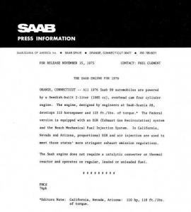 1976 Saab 99 Engine Press Photo and Release 0025