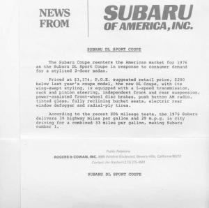 1976 Subaru DL Sport Coupe Press Photo and Release 0005
