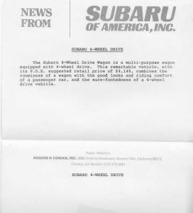 1976 Subaru 4-Wheel Drive Station Wagon Press Photo and Release 0007