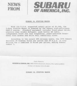 1976 Subaru DL Station Wagon Press Photo and Release 0008