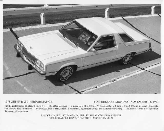 1978 Mercury Zephyr Z-7 Performance Press Photo 0097