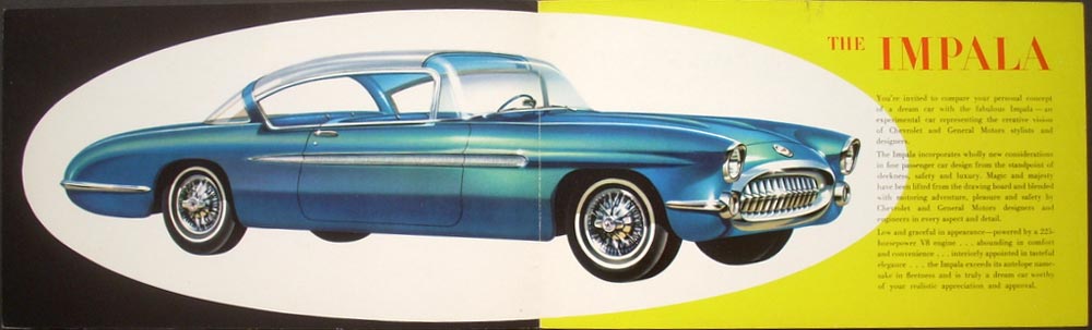 1956 Chevrolet Impala Concept Car Sales Information Folder Original