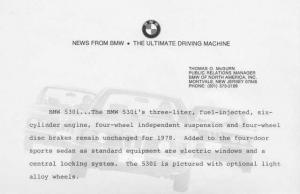 1978 BMW 530i Press Photo and Release 0008