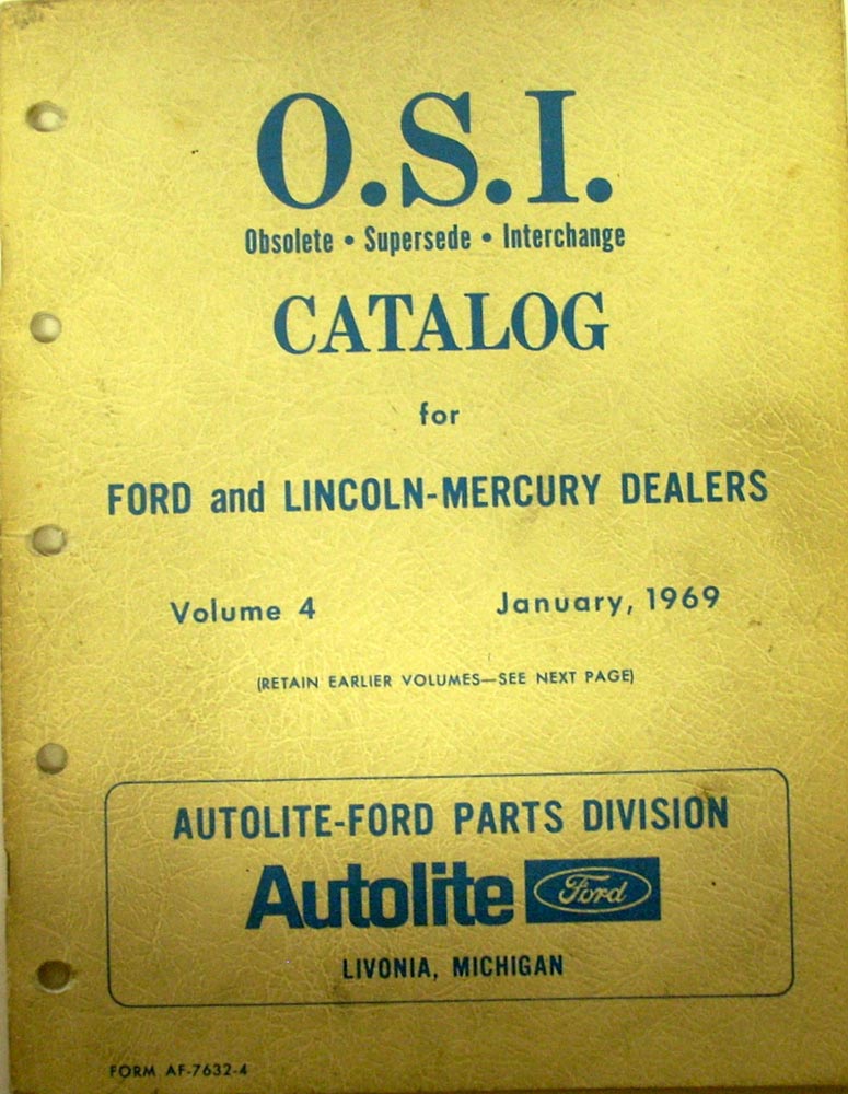 1969 Ford Lincoln Mercury Dealer Obsolete Supersede Interchange Catalog