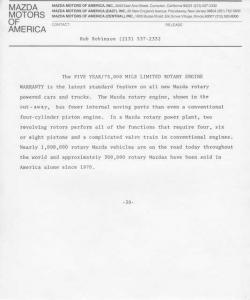 1976 Mazda Rotary Engine 5 Year Warranty Press Photo and Release 0037