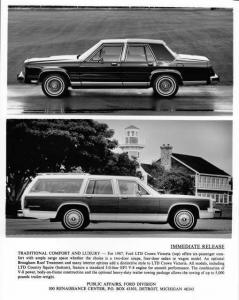1987 Ford LTD Crown Victoria & LTD Country Squire Station Wagon Press Photo 0109
