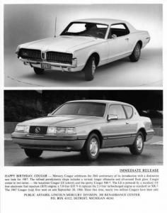 1987 1967 Mercury Cougar 20th Anniversary Press Photo 0100