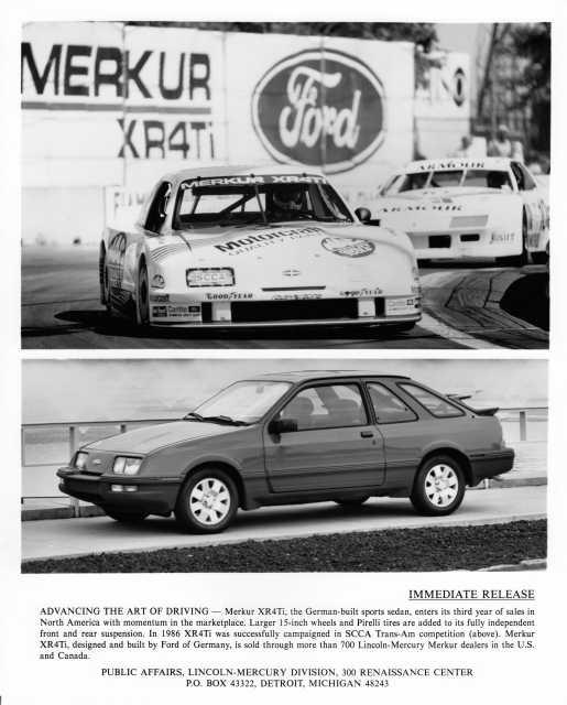 1987 Merkur XR4Ti Press Photo 0001