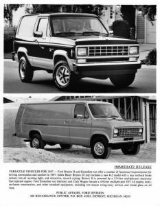 1987 Ford Bronco II and Econoline Press Photo 0113
