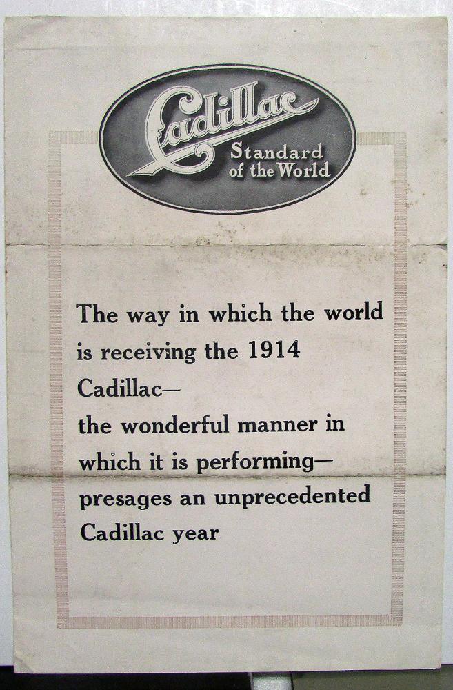 1914 Cadillac Standard Of The World Sales Brochure With Retail Pricing