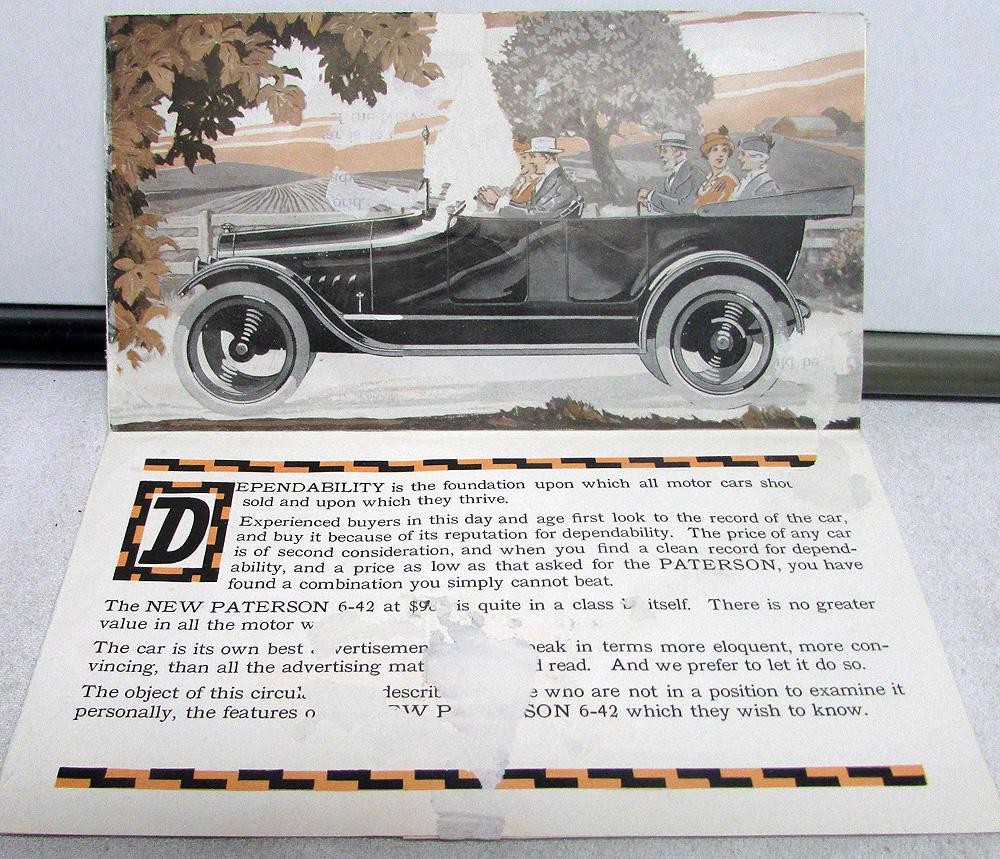 1916 Paterson Model 642 Dealer Brochure Mailer Ultimate Six Features