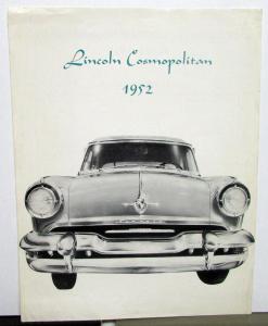 1952 Lincoln Cosmopolitan Foreign Data Sales Sheet Belgium Market French Text