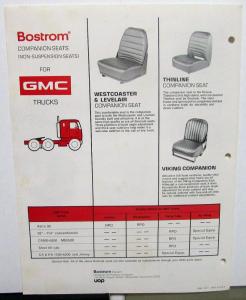 1971 GMC H/D Truck Bostrom Seat Options Astro 95 C4500-6500 Tilt 4500-6500