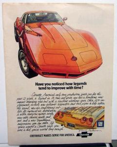 Pair 1974 Chevy Corvette Sales Brochures & Magazine Ad Signed By Ken Dallison