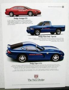 1996 Dodge Viper Indianapolis 500 Pace Car Sales Brochure Dealer Original