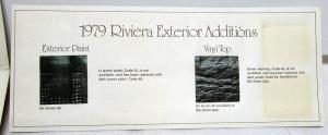 1979 Buick Riviera Exterior & Interior Color Selections Paint Chips Upholstery