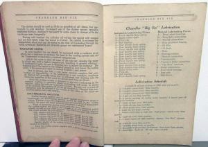 1926 1927 Chandler Big Six Owners Manual Care & Operation Instructions Original
