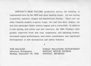 1963 Pontiac Catalina Vista Factory Press Photo and Release 0067