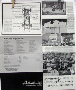 1966 Avanti II Performance Safety Equip Specs Chassis Sales Brochure Folder Orig