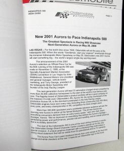 2000 Oldsmobile Motorsports Press Kit Media Release 2001 Aurora Pace Car