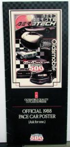 1988 Oldsmobile Cutlass Supreme Indy 500 Pace Car Poster Counter Top Display