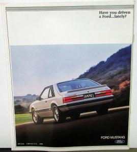 1985 Ford Mustang LX GT Convertible SVO Sales Brochure Original