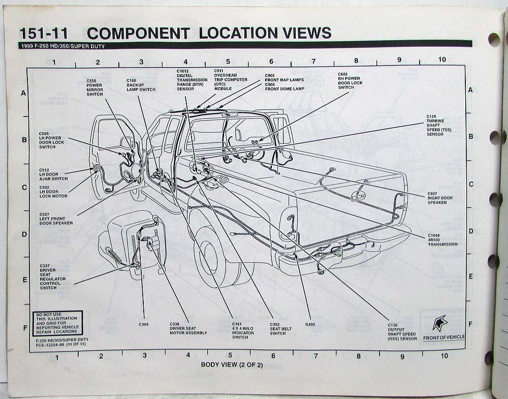 1999 Ford F250 350 450 550 Super Duty Pickup Electrical Wiring