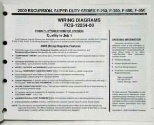 2000 Ford Excursion F-250 350 450 550 SuperDuty Electrical Wiring Diagram Manual