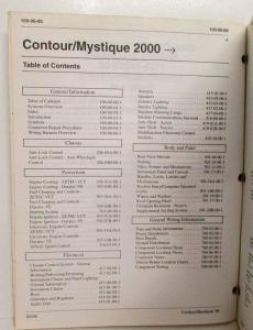 2000 Ford Contour Mercury Mystique Electrical Wiring Diagrams Manual