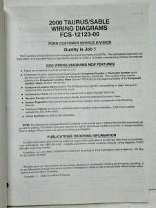 2000 Ford Taurus Mercury Sable Electrical Wiring Diagrams Manual