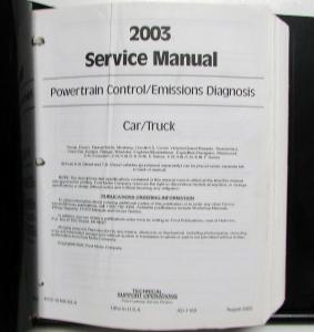 2003 Ford Powertrain Control Emissions Diagnosis Service Manual Mustang F-Series