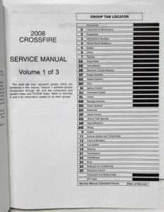 2008 Chrysler Crossfire Service Shop Repair Manual 3 Vol Set