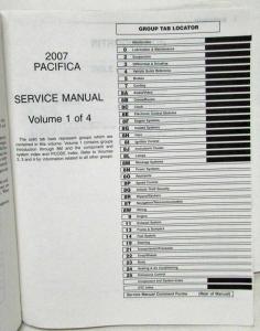 2007 Chrysler Pacifica Service Shop Repair Manual 4 Vol Set