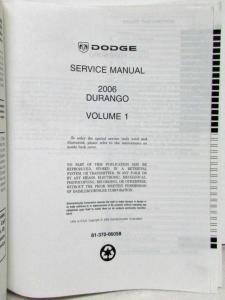 2006 Dodge Durango Service Shop Repair Manual 4 Vol Set