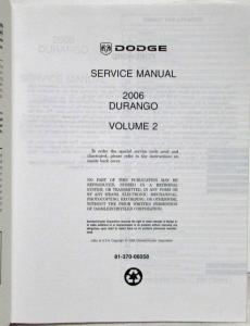 2006 Dodge Durango Service Shop Repair Manual 4 Vol Set