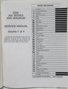 2005 Chrysler 300 Series and Dodge Magnum Service Shop Manual 4 Vol Set