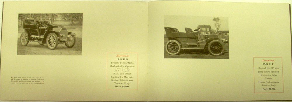 1905 Locomobile Gasolene Cars Advance Folder Sales Brochure Original Very Good