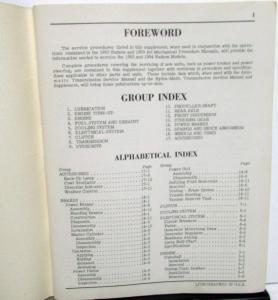 1953-1954 Hudson Dealer Shop Manual Supplement Mechanical Procedures Repair