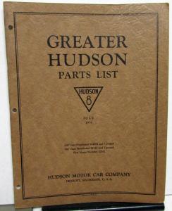 1931 Greater Hudson Dealer Parts List Book 119WB 12WB Cars July 31 Original
