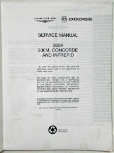 2004 Chrysler 300M/Concorde and Dodge Intrepid Service Shop Repair Manual & Supp