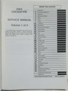 2004 Chrysler Crossfire Service Shop Repair Manual 2 Vol Set Original