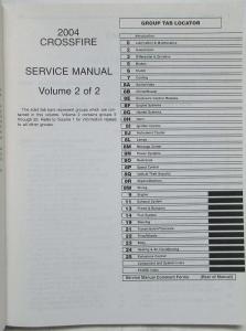 2004 Chrysler Crossfire Service Shop Repair Manual 2 Vol Set Original