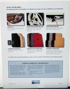 2002 Ford Mustang Accessories Sales Brochure Folder Original