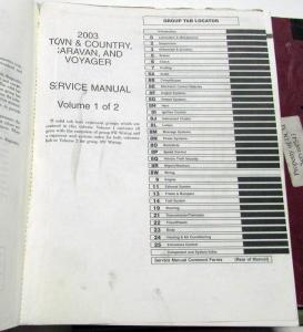 2003 Chrysler Town & Country Voyager & Dodge Caravan Service Manual Shop Repair