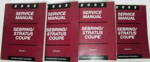 2003 Chrysler Sebring & Dodge Stratus Coupe Service Shop Repair Manual 4 Vol Set