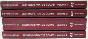 2003 Chrysler Sebring & Dodge Stratus Coupe Service Shop Repair Manual 4 Vol Set