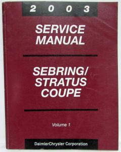 2003 Chrysler Sebring & Dodge Stratus Coupe Service Shop Repair Manual 4 Vol Set