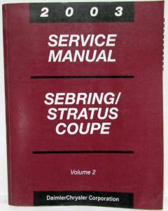 2003 Chrysler Sebring & Dodge Stratus Coupe Service Shop Repair Manual 4 Vol Set