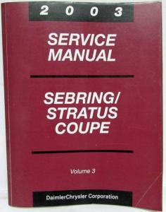 2003 Chrysler Sebring & Dodge Stratus Coupe Service Shop Repair Manual 4 Vol Set