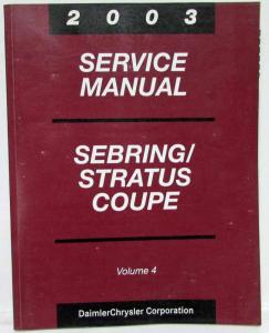 2003 Chrysler Sebring & Dodge Stratus Coupe Service Shop Repair Manual 4 Vol Set